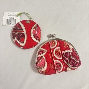 Vera Bradley Double Kiss Kisslock Coin Change Purse & Mirror Retired Rosy Posies